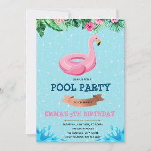 Süße Flamingo-Pool-Geburtstagseinladung Einladung