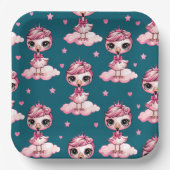 Süße Flamingo Prinzessin Pappteller (Vorderseite)