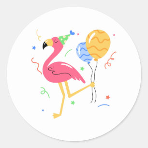 Süße Flamingo Sommer Geburtstagsfeier Runder Aufkleber