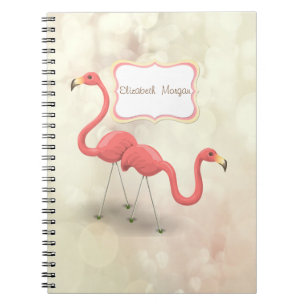 Süße Flamingos, Bokeh - Personalisiert Notizblock