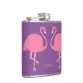 Süße Flamingos individuell monogrammierte Flasche Flachmann (Rechts)