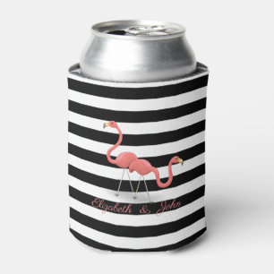 Süße Flamingos, schwarze weiße Streifen, personali Dosenkühler