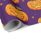Süße Flammende Kürbis Halloween-Muster-Verpackung Geschenkpapier (Rolleneckpunkt)