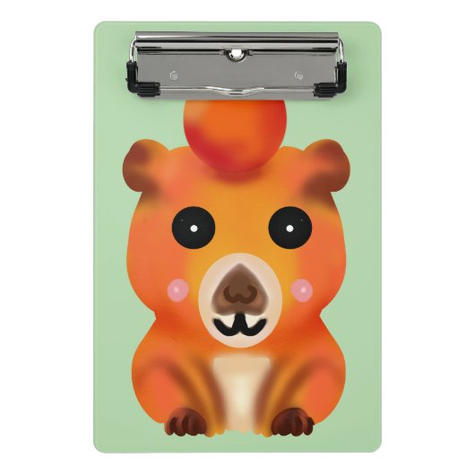 Süße, flauschige Capybara mit Orange | Kawaii Tier Mini Klemmbrett (Vorderseite)