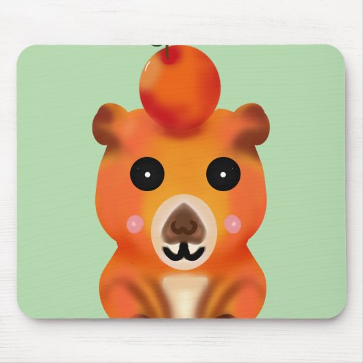 Süße, flauschige Capybara mit Orange | Kawaii Tier Mousepad (Vorne)