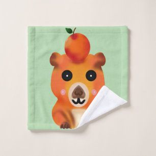 Süße flauschige Capybara mit Orange Kawaii Tier Waschlappen