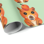 Süße flauschige Capybara mit Orange | Kawaii Tierk Geschenkpapier (Rolleneckpunkt)