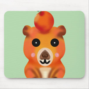 Süße flauschige Capybara mit Orange   Kawaii Tierk Mousepad