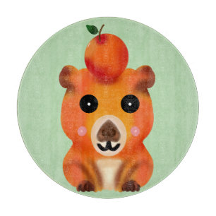 Süße flauschige Capybara mit Orange   Kawaii Tierk Schneidebrett