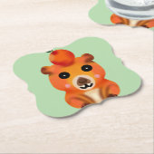 Süße flauschige Capybara mit Orange | Kawaii Tierk Untersetzer (angewinkelt)