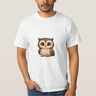Süße Flauschige Eule Große Augen Cartoon Digitale T-Shirt
