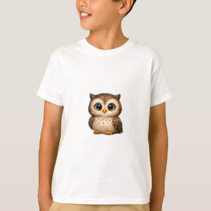 Süße Flauschige Eule Große Augen Cartoon Digitale  T-Shirt