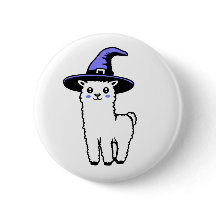 Süße flauschige Halloween-Lama mit lila Hexenhut