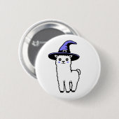 Süße flauschige Halloween-Lama mit lila Hexenhut Button (Vorne & Hinten)