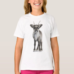 Süße flauschige Rentierkalb-Illustration für Kinde T-Shirt
