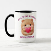 Süße flauschige Valentinsfigur mit Herz  Tasse (Links)