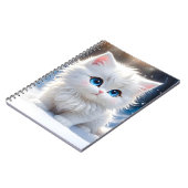 Süße flauschige weiße Katze blaue Augen rosa Wange Notizblock (Linke Seite)