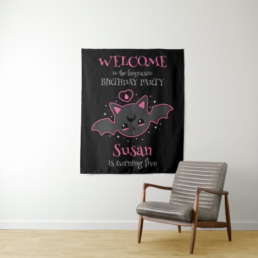 Süße Fledermaus Halloween Geburtstagsfeier Wandteppich (Beispiel)