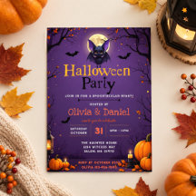 Süße Fledermaus Halloween-Party-Einladung
