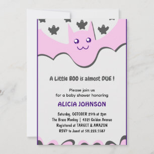 Süße Fledermaus Lila Kleiner Boo Halloween Babypar Einladung