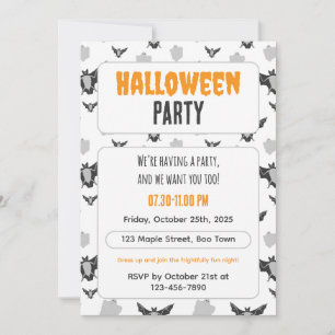 Süße Fledermaus- und Geist-Halloween-Einladung. Einladung