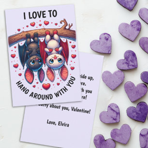 Süße Fledermaus Valentinstag ich hänge gerne mit d Feiertagskarte