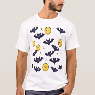 Süße Fledermäuse und Mond Halloween-Muster T-Shirt
