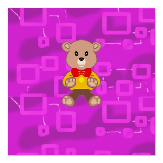 Süße Fliege Teddybär Rosa Geometrisch Poster (Vorderseite)