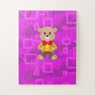 Süße Fliege Teddybär Rosa Geometrisch Puzzle