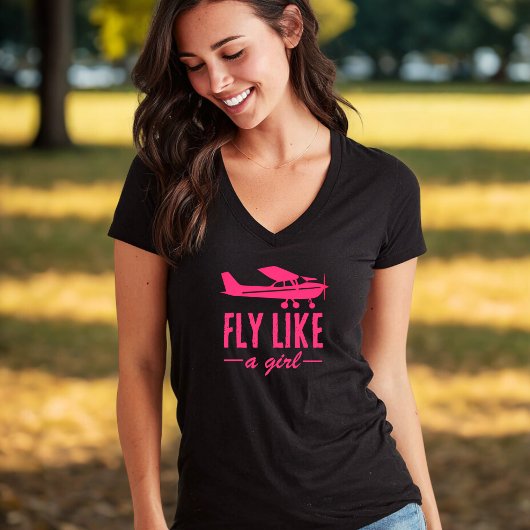 Süße Fliege wie ein Mädchen Pinkes Flugzeug Girly  T-Shirt