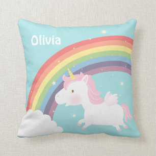Süße fliegende Einhorn-Regenbogen-Mädchenzimmer-De Kissen