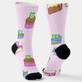 Süße fliegende Froschkuchen Socken (Gewinkelt)