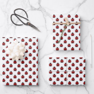 Süße Fliesen Blumen Marienkäfer Baby Mädchen  Geschenkpapier Set