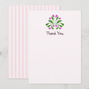 Süße floral Art Nouveau rosa Babyparty Dankeskarte
