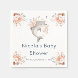 Süße florale Delfin-Baby-Party Serviette