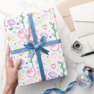 Süße florale Doodle-Geschenkpapier Geschenkpapier