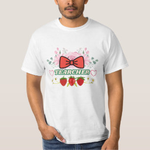 Süße florale Erdbeer-"Lehrer"-Würdigung T-Shirt