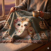 Süße florale Eule mit Schleife Decke