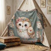 Süße florale Eule mit Schleife Decke