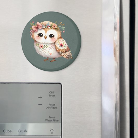 Süße florale Eule mit Schleife Magnet (In Situ (Kühlschrank))