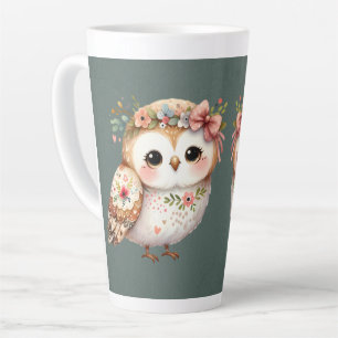 Süße florale Eule mit Schleife Milchtasse