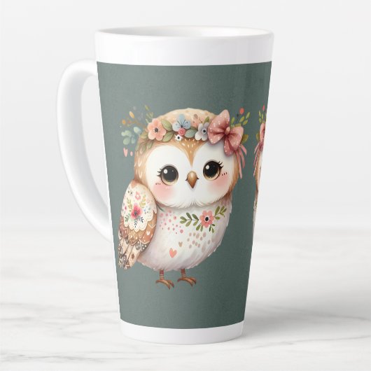 Süße florale Eule mit Schleife Milchtasse (Linke Ecke)