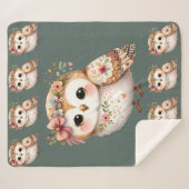 Süße florale Eule mit Schleife Sherpadecke (Vorderseite (Horizontal))