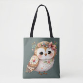 Süße florale Eule mit Schleife Tasche (Vorderseite)