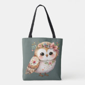 Süße florale Eule mit Schleife Tasche (Rückseite)