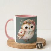 Süße florale Eule mit Schleife Tasse