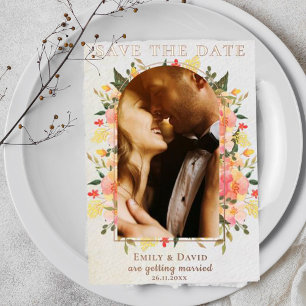 Süße florale Foto-Bogen-Hochzeit Save the Date Folieneinladung