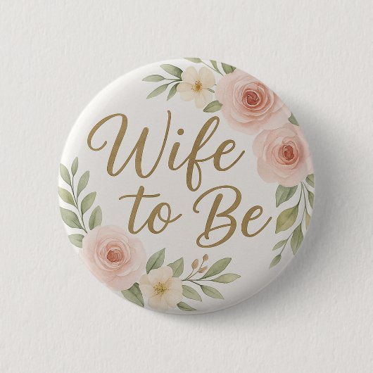 Süße florale Frau, die bald heiratet Button (Vorderseite)