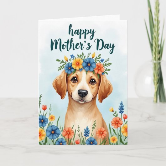 Süße Florale Hundemuttertags-Karte Karte (Vorderseite)