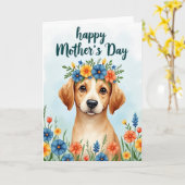 Süße Florale Hundemuttertags-Karte Karte (Gelbe Blume)